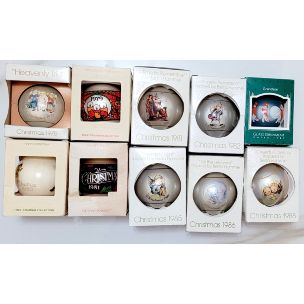 ORNAMENTS BALLS CHRISTMAS 1978 to 1988 SCHMID HUMMEL HEAVENLY LOT 10